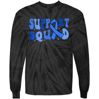 Support Squad Type 1 Diabetes Awareness T1D Blue Ribbon Tie-Dye Long Sleeve Shirt