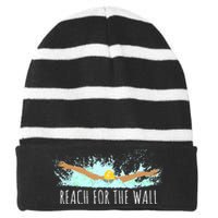 Swimming Swim Team Gift For A Swimmer Striped Beanie with Solid Band