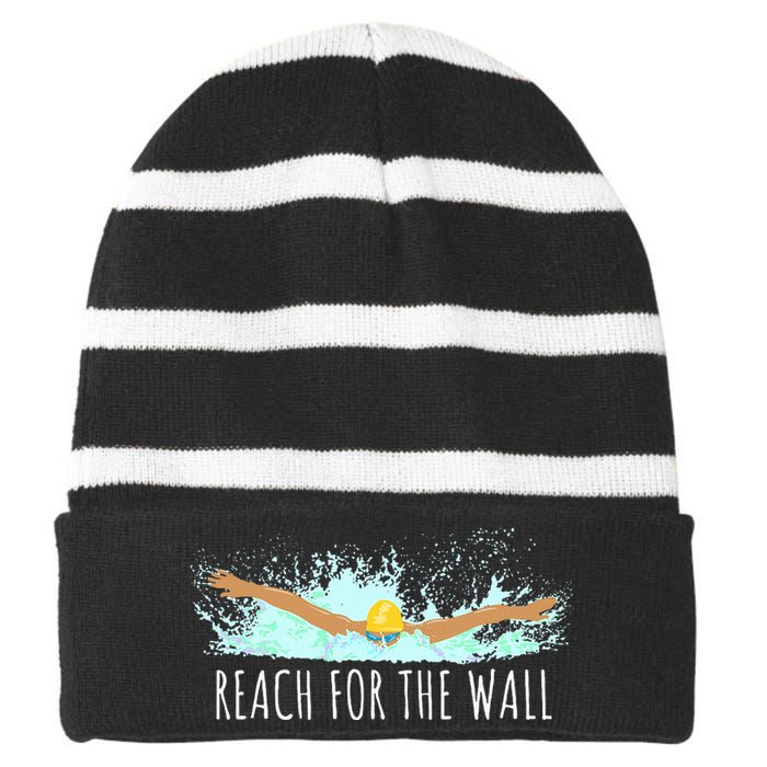 Swimming Swim Team Gift For A Swimmer Striped Beanie with Solid Band