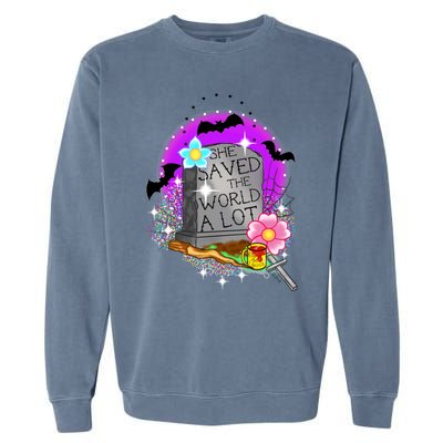 She Saved The World Garment-Dyed Sweatshirt