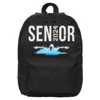 Senior Swim Team Member Class Of 2024 Swimmer Vintage 16 in Basic Backpack