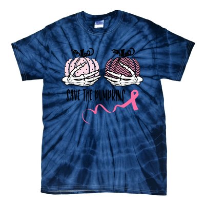 Skeleton Save The Pumpkins Pink Ribbon Breast Cancer Tie-Dye T-Shirt