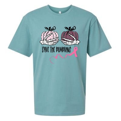 Skeleton Save The Pumpkins Pink Ribbon Breast Cancer Sueded Cloud Jersey T-Shirt