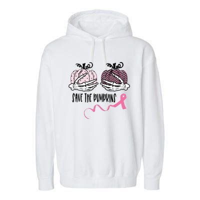 Skeleton Save The Pumpkins Pink Ribbon Breast Cancer Garment-Dyed Fleece Hoodie