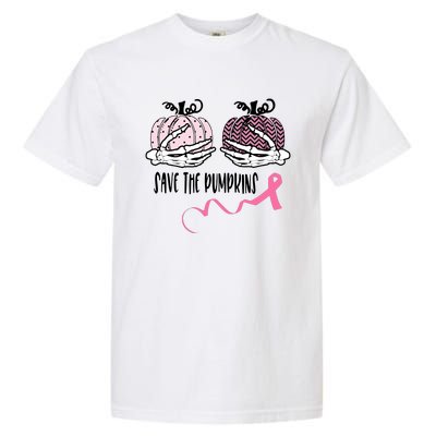 Skeleton Save The Pumpkins Pink Ribbon Breast Cancer Garment-Dyed Heavyweight T-Shirt