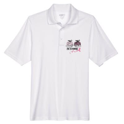 Skeleton Save The Pumpkins Pink Ribbon Breast Cancer Men's Origin Performance Piqué Polo