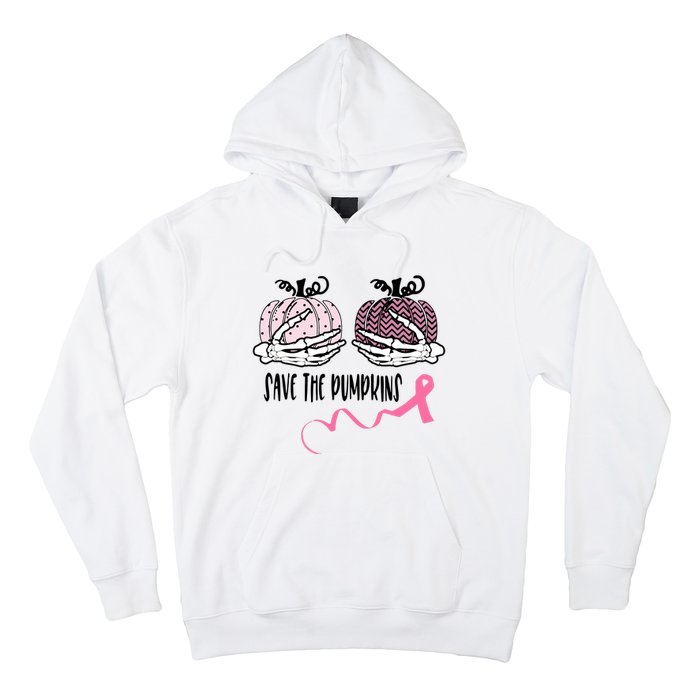 Skeleton Save The Pumpkins Pink Ribbon Breast Cancer Hoodie