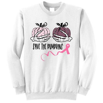 Skeleton Save The Pumpkins Pink Ribbon Breast Cancer Sweatshirt