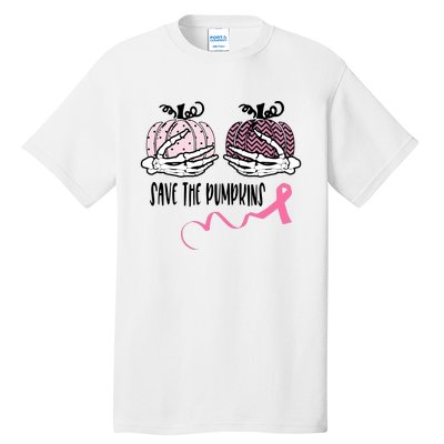 Skeleton Save The Pumpkins Pink Ribbon Breast Cancer Tall T-Shirt