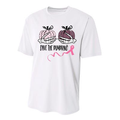 Skeleton Save The Pumpkins Pink Ribbon Breast Cancer Performance Sprint T-Shirt