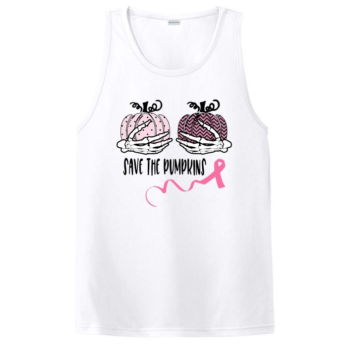 Skeleton Save The Pumpkins Pink Ribbon Breast Cancer PosiCharge Competitor Tank