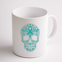 Sugar Skull Teal Ribbon Ovarian Cancer Awareness Mexicansugar Skull Teal Ribbon Coffee Mug