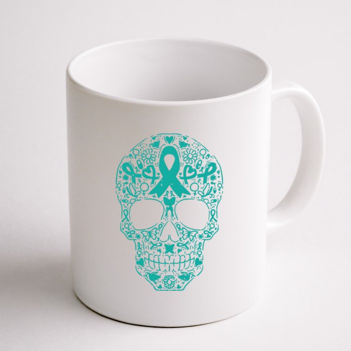 Sugar Skull Teal Ribbon Ovarian Cancer Awareness Mexicansugar Skull Teal Ribbon Coffee Mug