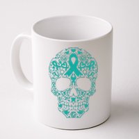 Sugar Skull Teal Ribbon Ovarian Cancer Awareness Mexicansugar Skull Teal Ribbon Coffee Mug