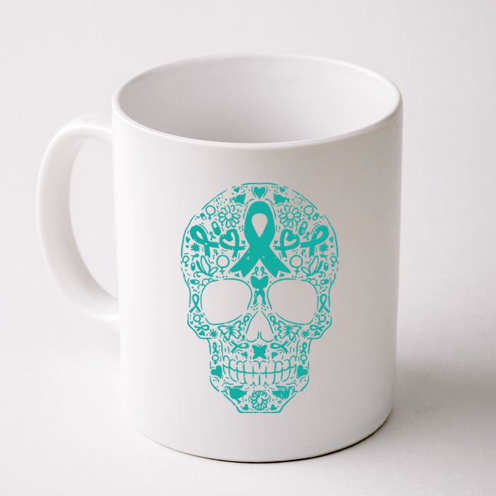 Sugar Skull Teal Ribbon Ovarian Cancer Awareness Mexicansugar Skull Teal Ribbon Coffee Mug