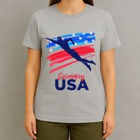 Swimming Support Team Flag Usa Pool Swimmer American T-Shirt