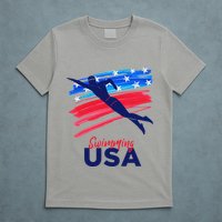 Swimming Support Team Flag Usa Pool Swimmer American T-Shirt