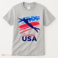 Swimming Support Team Flag Usa Pool Swimmer American Tall T-Shirt