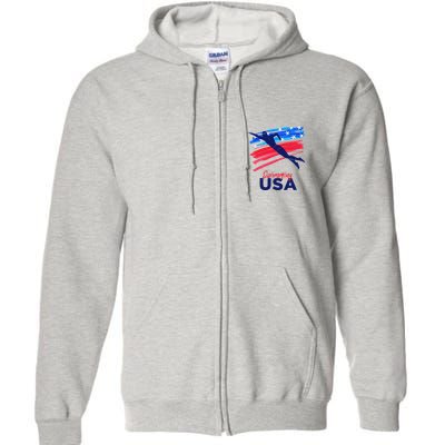 Swimming Support Team Flag Usa Pool Swimmer American Full Zip Hoodie