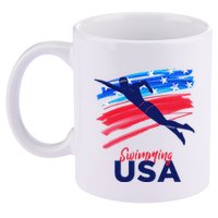 Swimming Support Team Flag Usa Pool Swimmer American 11oz C Handle Ceramic Mug