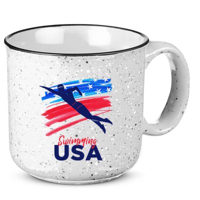 Swimming Support Team Flag Usa Pool Swimmer American 15oz Campfire Ceramic Mug