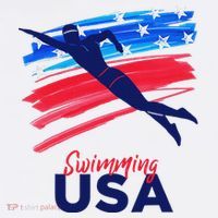 Swimming Support Team Flag Usa Pool Swimmer American Flatbill Hat