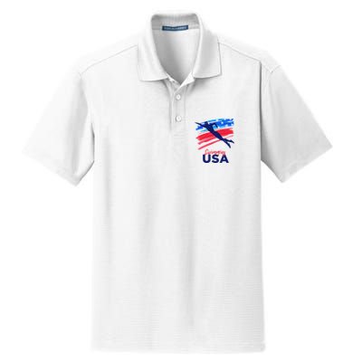 Swimming Support Team Flag Usa Pool Swimmer American Dry Zone Grid Polo