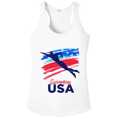 Swimming Support Team Flag Usa Pool Swimmer American Ladies PosiCharge Competitor Racerback Tank