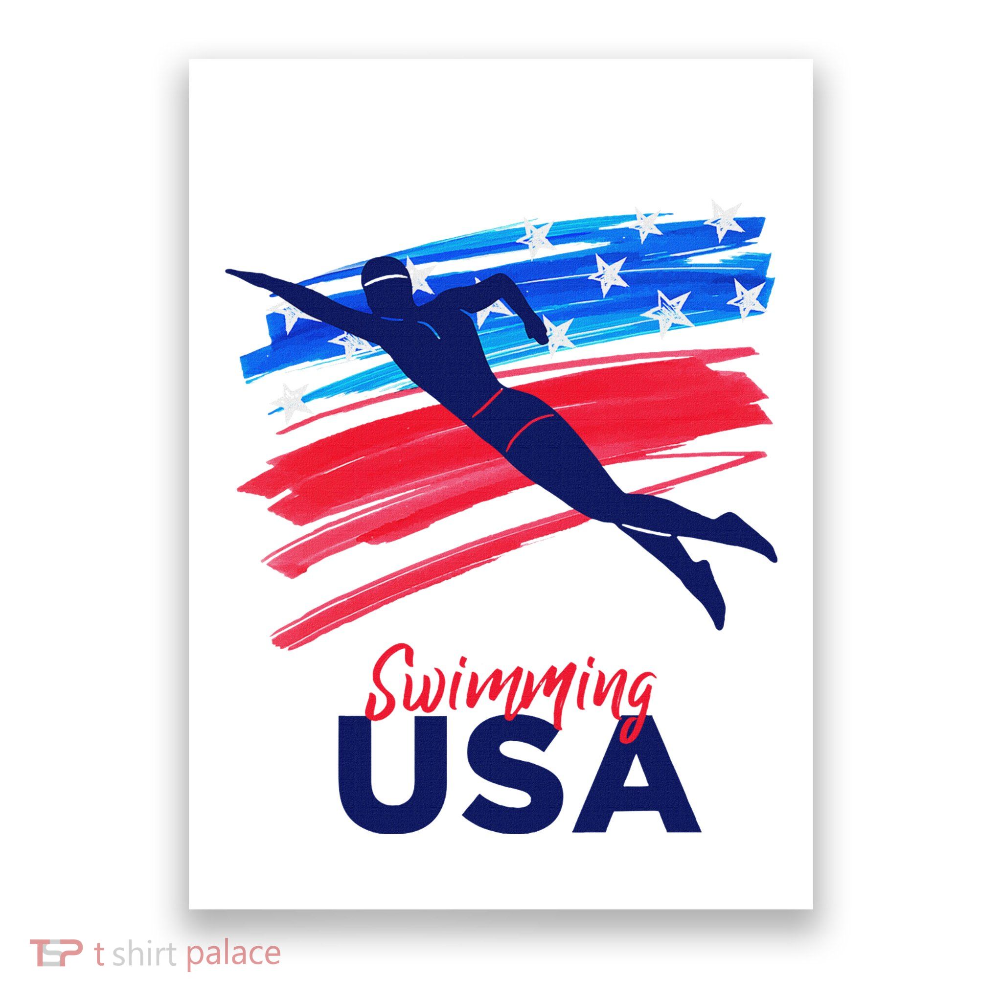 Swimming Support Team Flag Usa Pool Swimmer American Poster