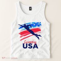 Swimming Support Team Flag Usa Pool Swimmer American Tank Top
