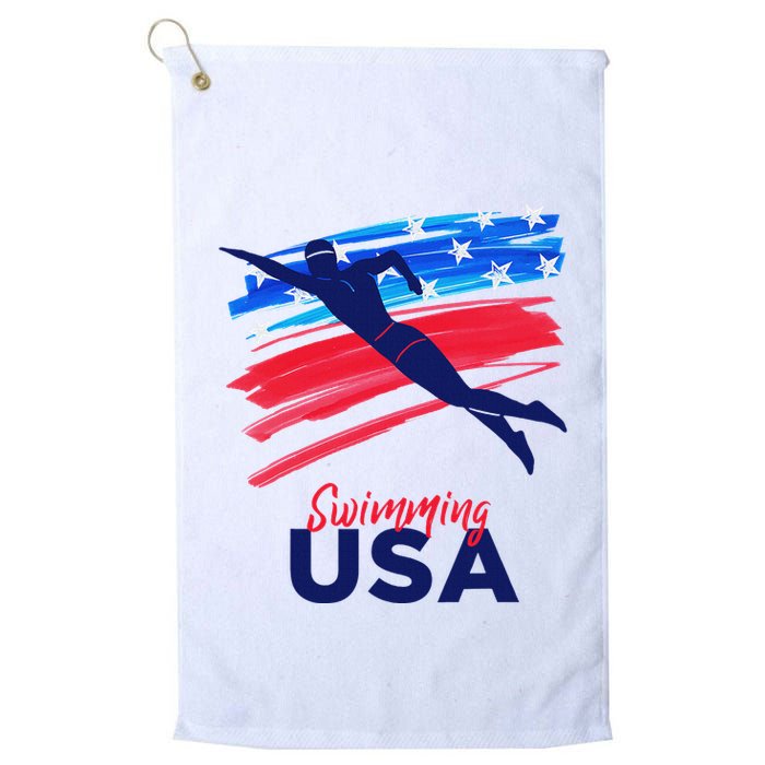 Swimming Support Team Flag Usa Pool Swimmer American Golf Towel