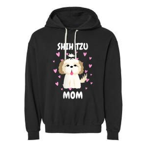 S Shih Tzu Mom Mummy Mama Mum Mommy MotherS Day Mother Owner Vneck Garment-Dyed Fleece Hoodie