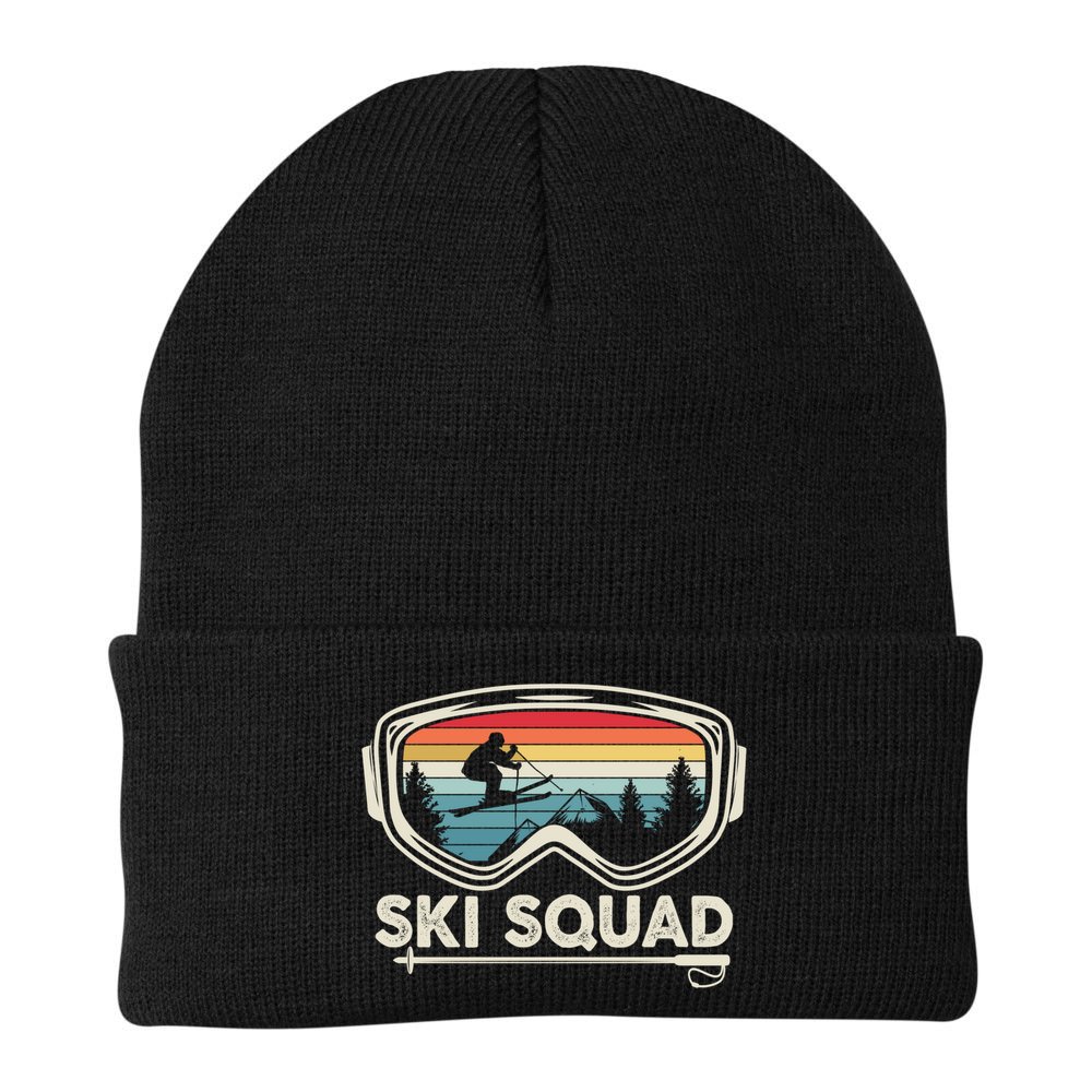 Ski Squad Team Retro Sunset Ski Lover Skier Vintage Skiing Cute Gift Beanie