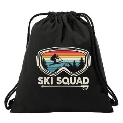 Ski Squad Team Retro Sunset Ski Lover Skier Vintage Skiing Cute Gift Drawstring Bag