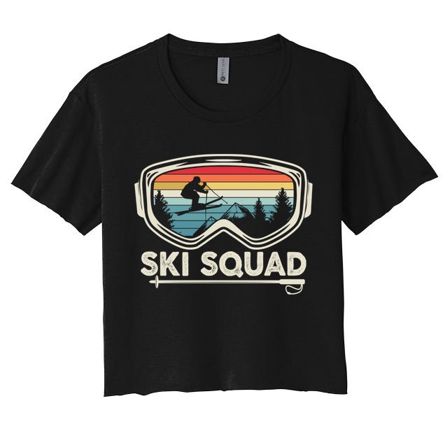 Ski Squad Team Retro Sunset Ski Lover Skier Vintage Skiing Cute Gift Women's Crop Top Tee