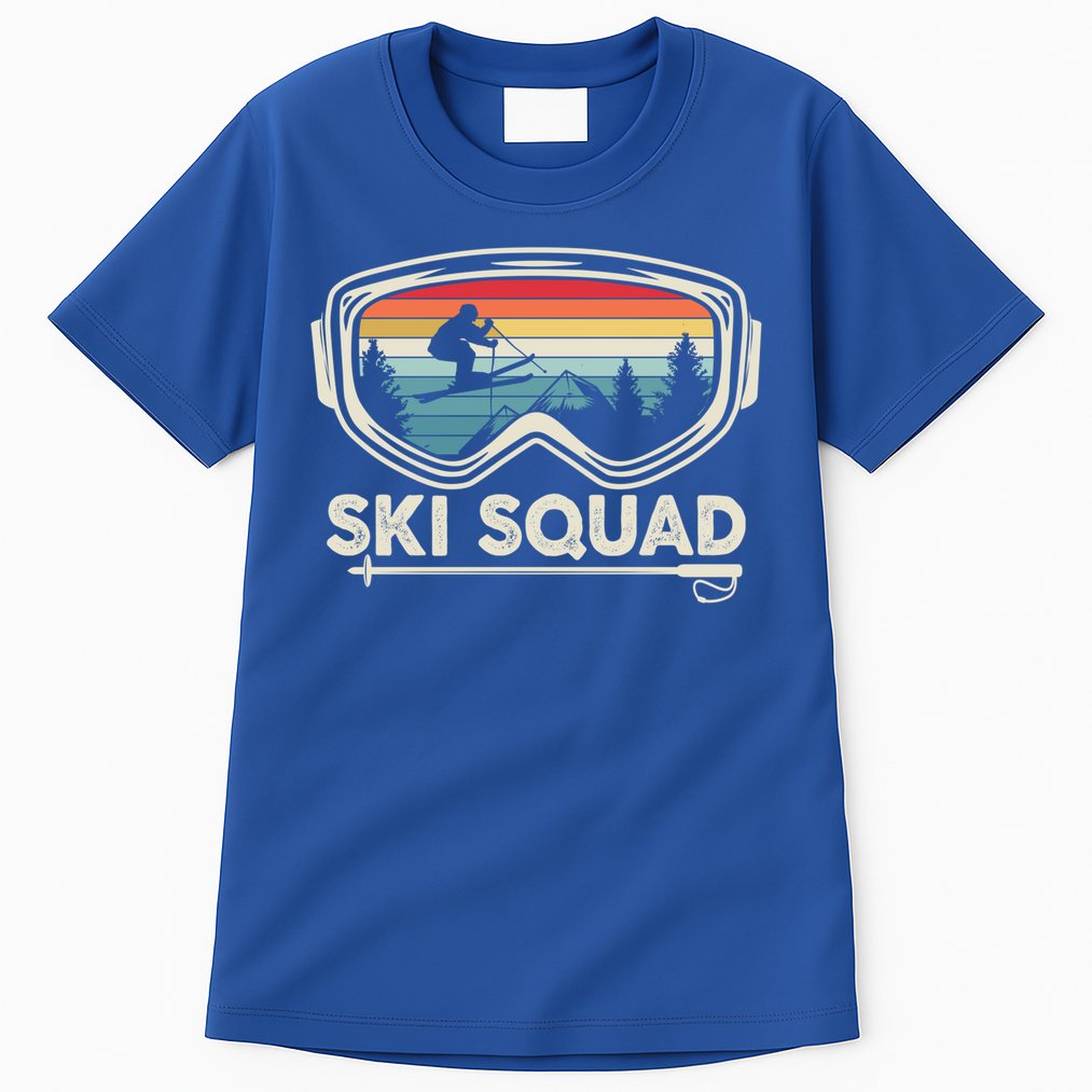 Ski Squad Team Retro Sunset Ski Lover Skier Vintage Skiing Cute Gift Tall T-Shirt