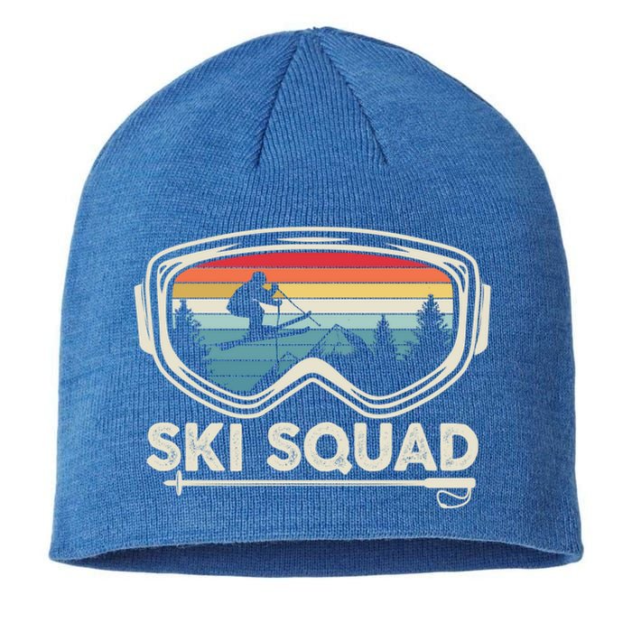 Ski Squad Team Retro Sunset Ski Lover Skier Vintage Skiing Cute Gift Sustainable Beanie