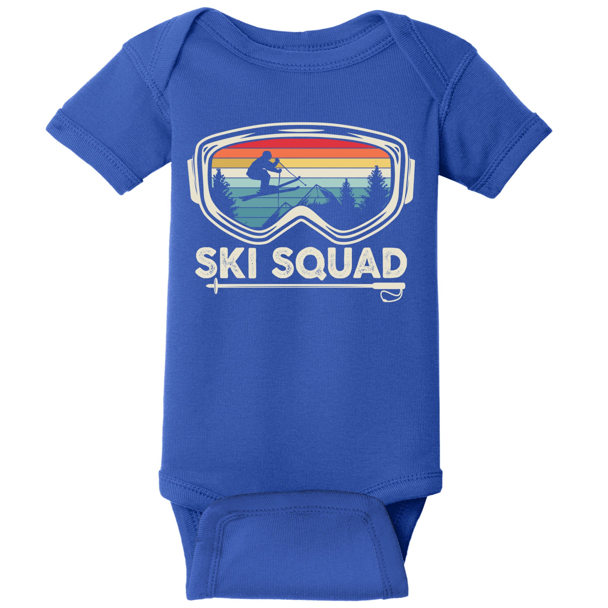Ski Squad Team Retro Sunset Ski Lover Skier Vintage Skiing Cute Gift Baby Bodysuit