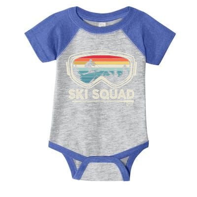 Ski Squad Team Retro Sunset Ski Lover Skier Vintage Skiing Cute Gift Infant Baby Jersey Bodysuit