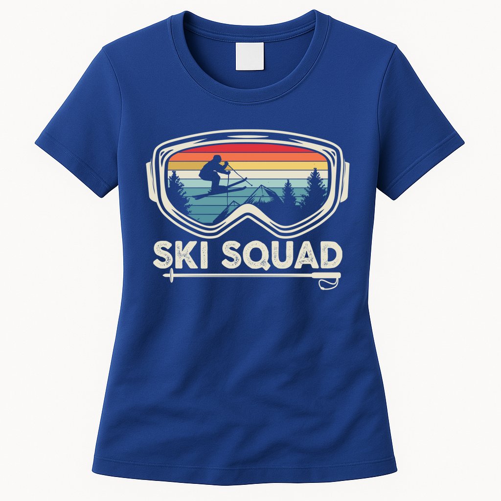 Ski Squad Team Retro Sunset Ski Lover Skier Vintage Skiing Cute Gift Womens T-Shirt