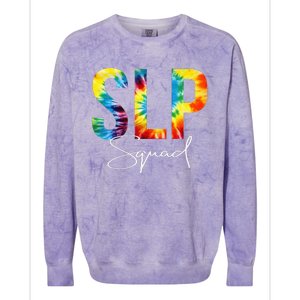 SLP Squad Tie Dye Appreciation Day Hello Back To School Colorblast Crewneck Sweatshirt