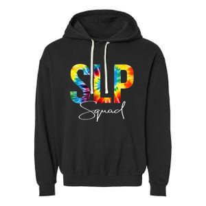 SLP Squad Tie Dye Appreciation Day Hello Back To School Garment-Dyed Fleece Hoodie