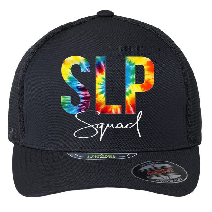 SLP Squad Tie Dye Appreciation Day Hello Back To School Flexfit Unipanel Trucker Cap