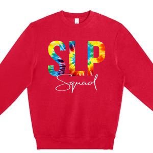 SLP Squad Tie Dye Appreciation Day Hello Back To School Premium Crewneck Sweatshirt