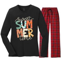 Sweet Summer Time Retro Vintage Style Women's Long Sleeve Flannel Pajama Set 