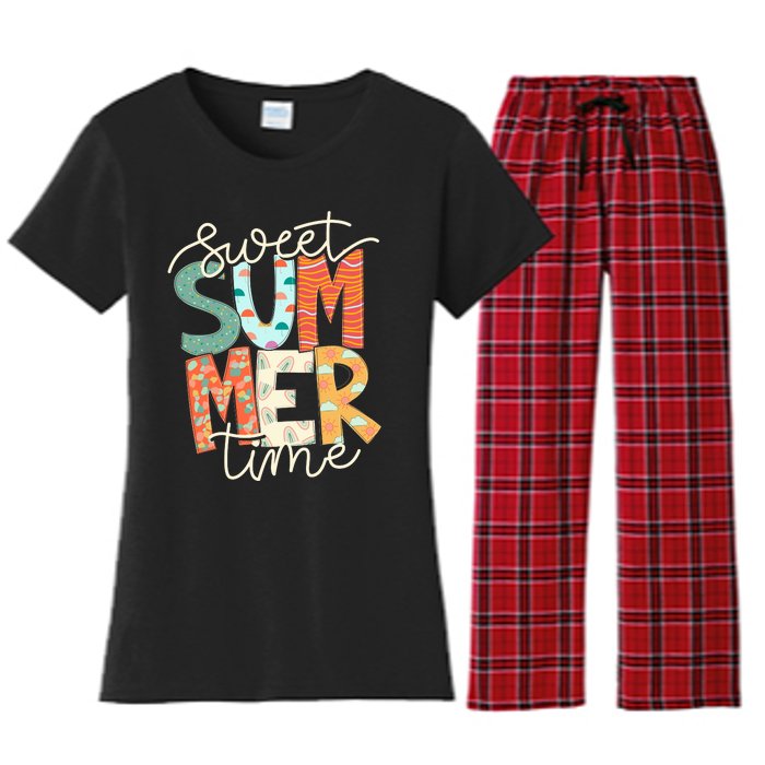 Sweet Summer Time Retro Vintage Style Women's Flannel Pajama Set