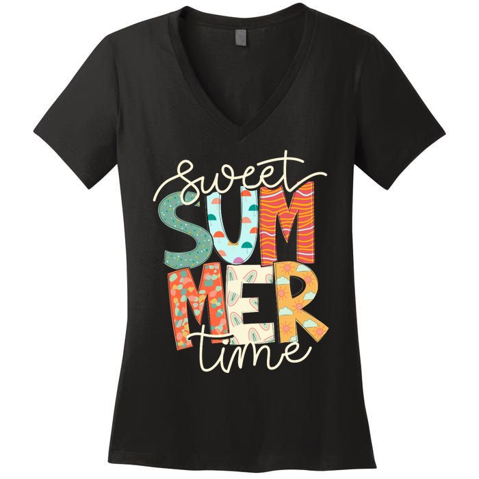 Sweet Summer Time Retro Vintage Style Women's V-Neck T-Shirt