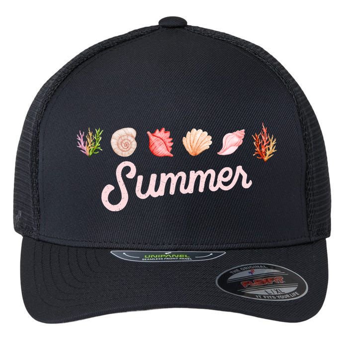 Summer Seashell Tropical Flexfit Unipanel Trucker Cap
