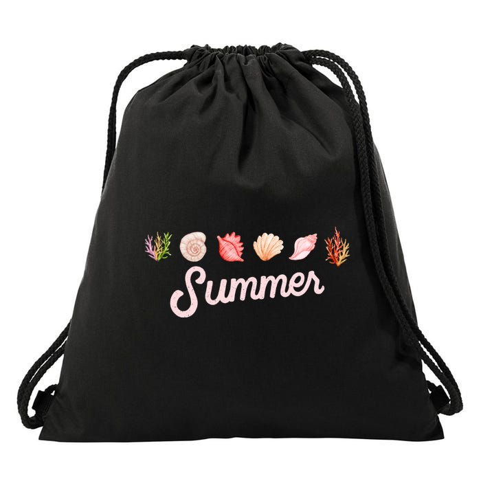 Summer Seashell Tropical Drawstring Bag