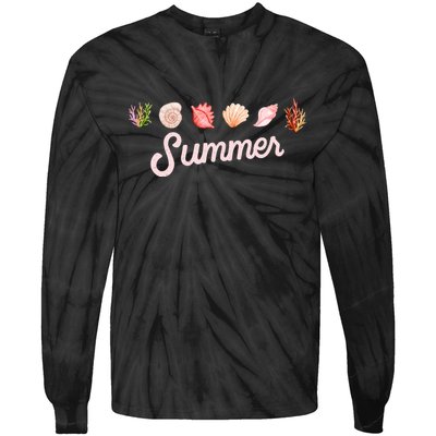 Summer Seashell Tropical Tie-Dye Long Sleeve Shirt